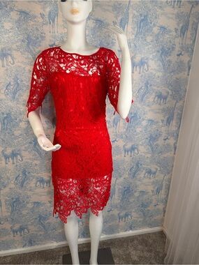 Vintage 1980’s Red Lace Cocktail Dress